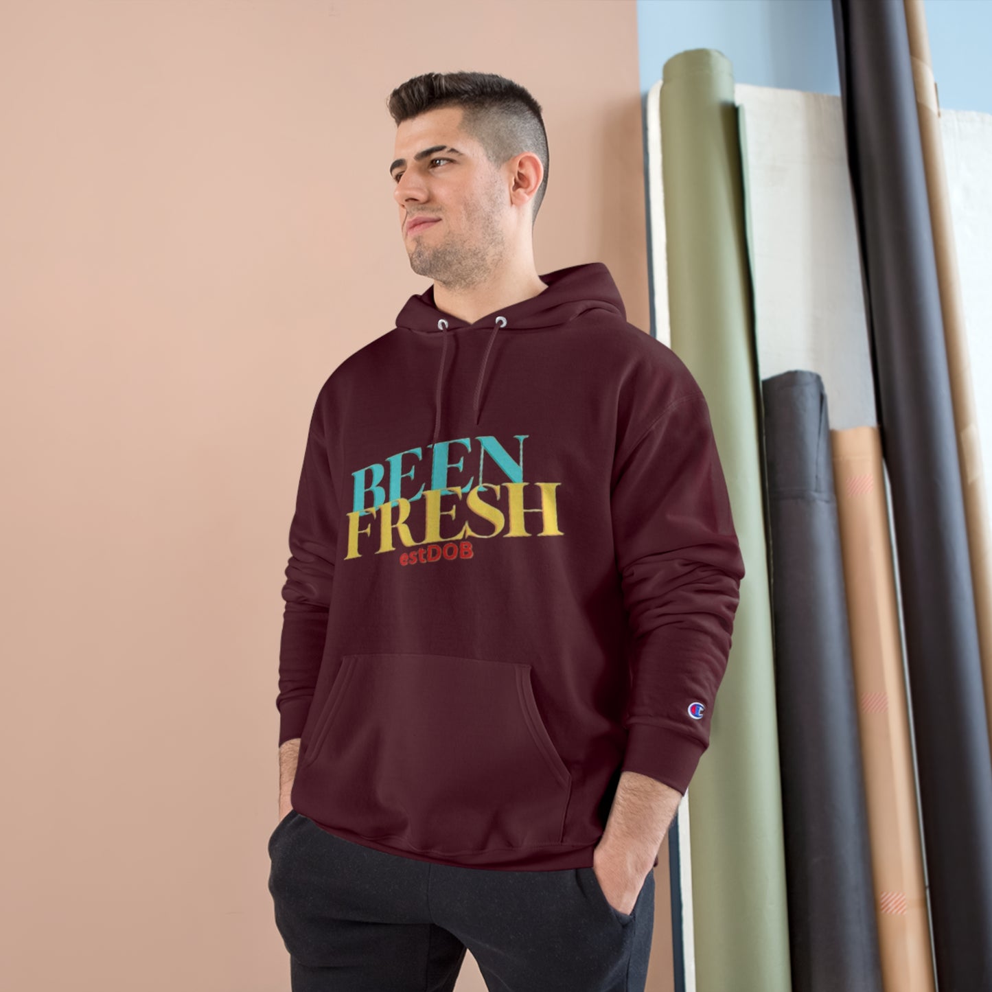 BLUE AND YELLOW BEEN FRESH Champion Hoodie