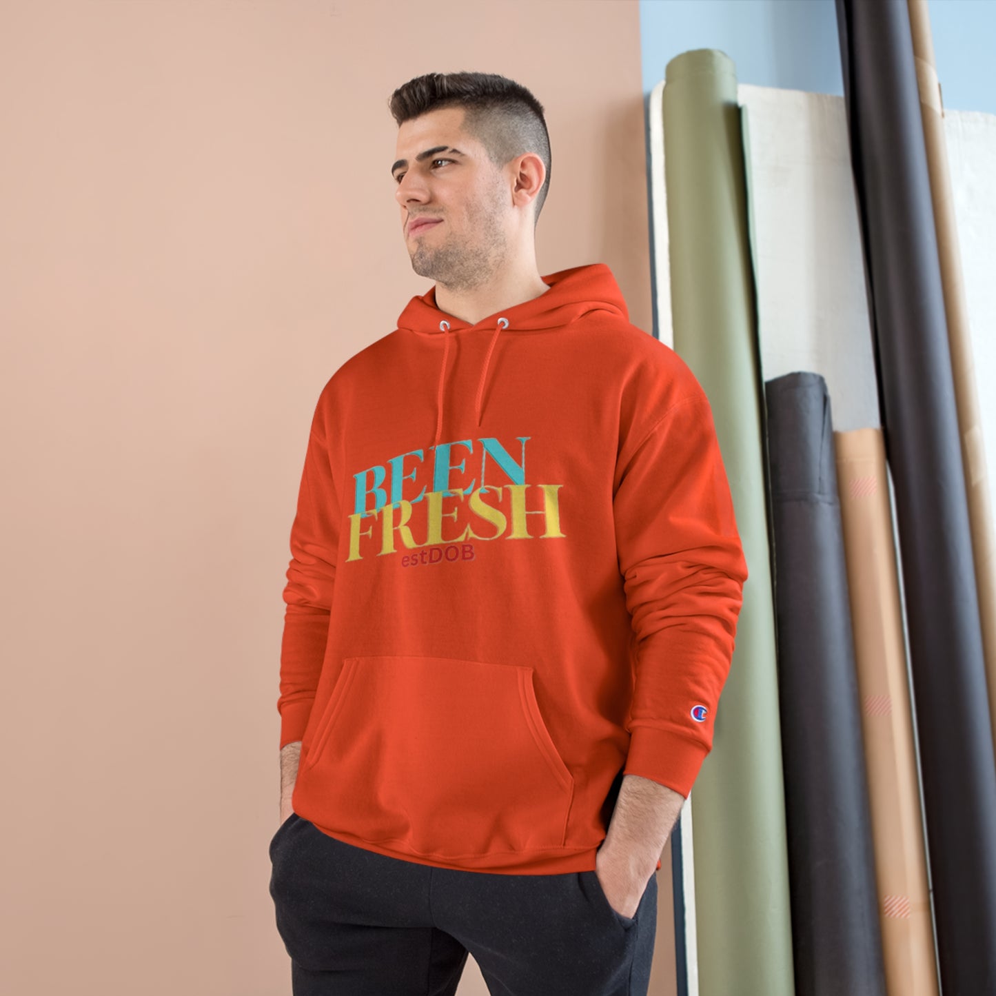 BLUE AND YELLOW BEEN FRESH Champion Hoodie