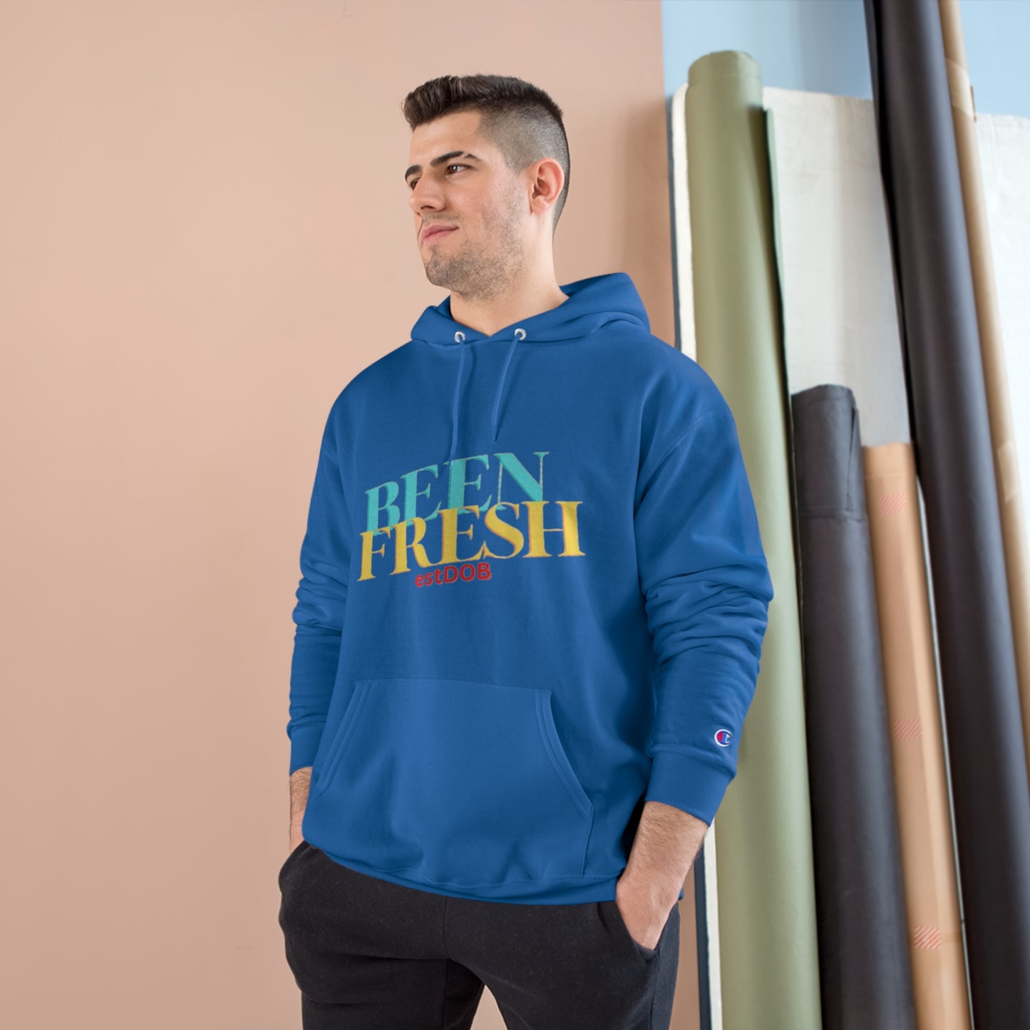 BLUE AND YELLOW BEEN FRESH Champion Hoodie