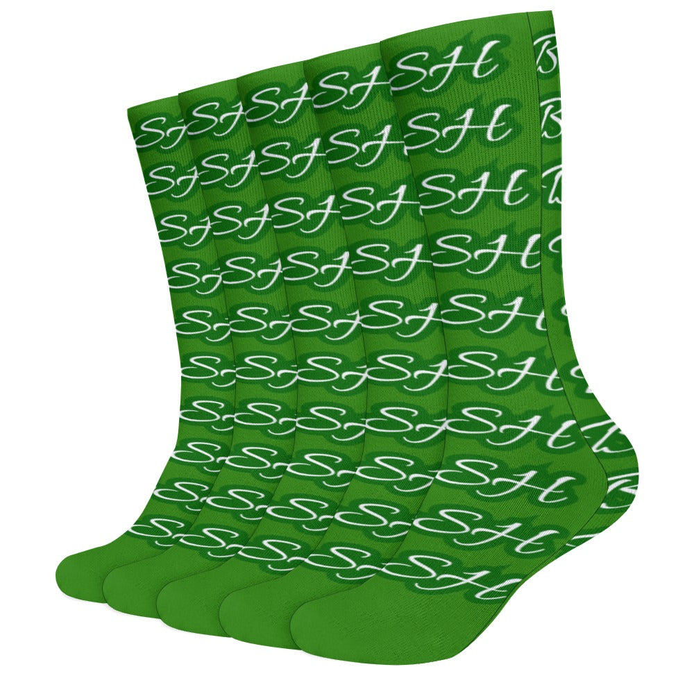 GREEN AND WHITE BEEN FRESH Breathable Stockings (Pack of 5 - Same Pattern)