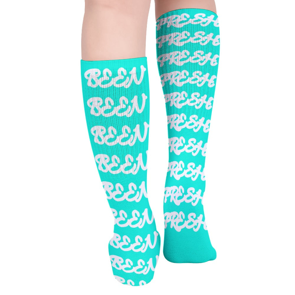 TURQUOISE AND WHITE BEEN FRESH Breathable Stockings (Pack of 5 - Same Pattern)