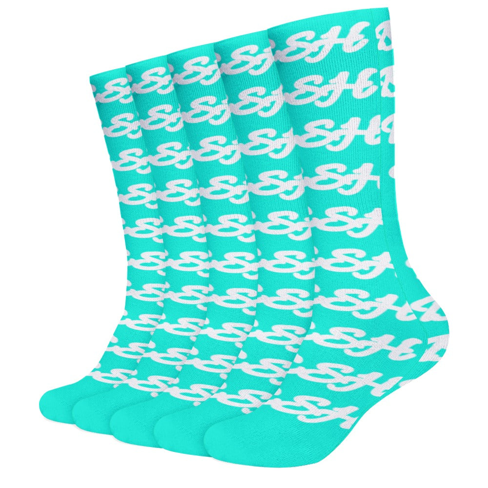 TURQUOISE AND WHITE BEEN FRESH Breathable Stockings (Pack of 5 - Same Pattern)