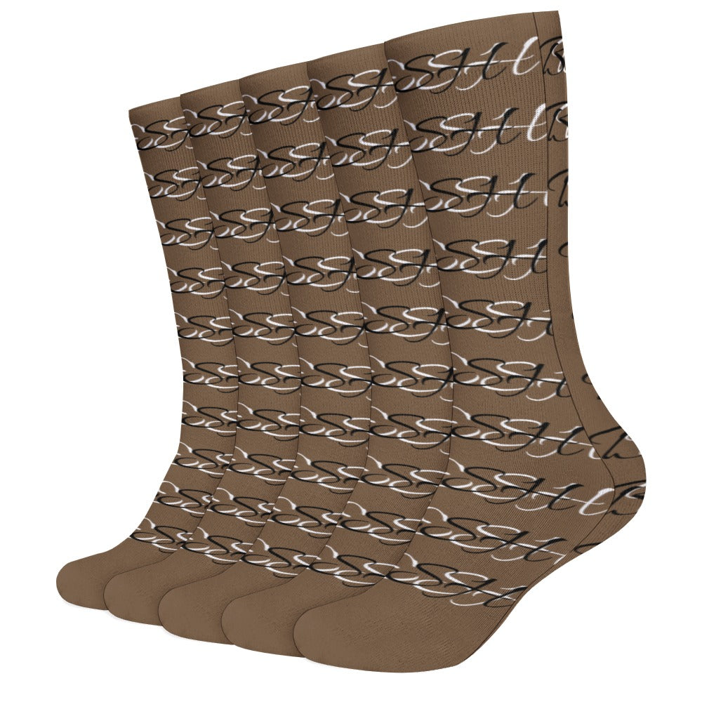 SADDLE BROWN AND WHITE BEEN FRESH Breathable Stockings (Pack of 5 - Same Pattern)